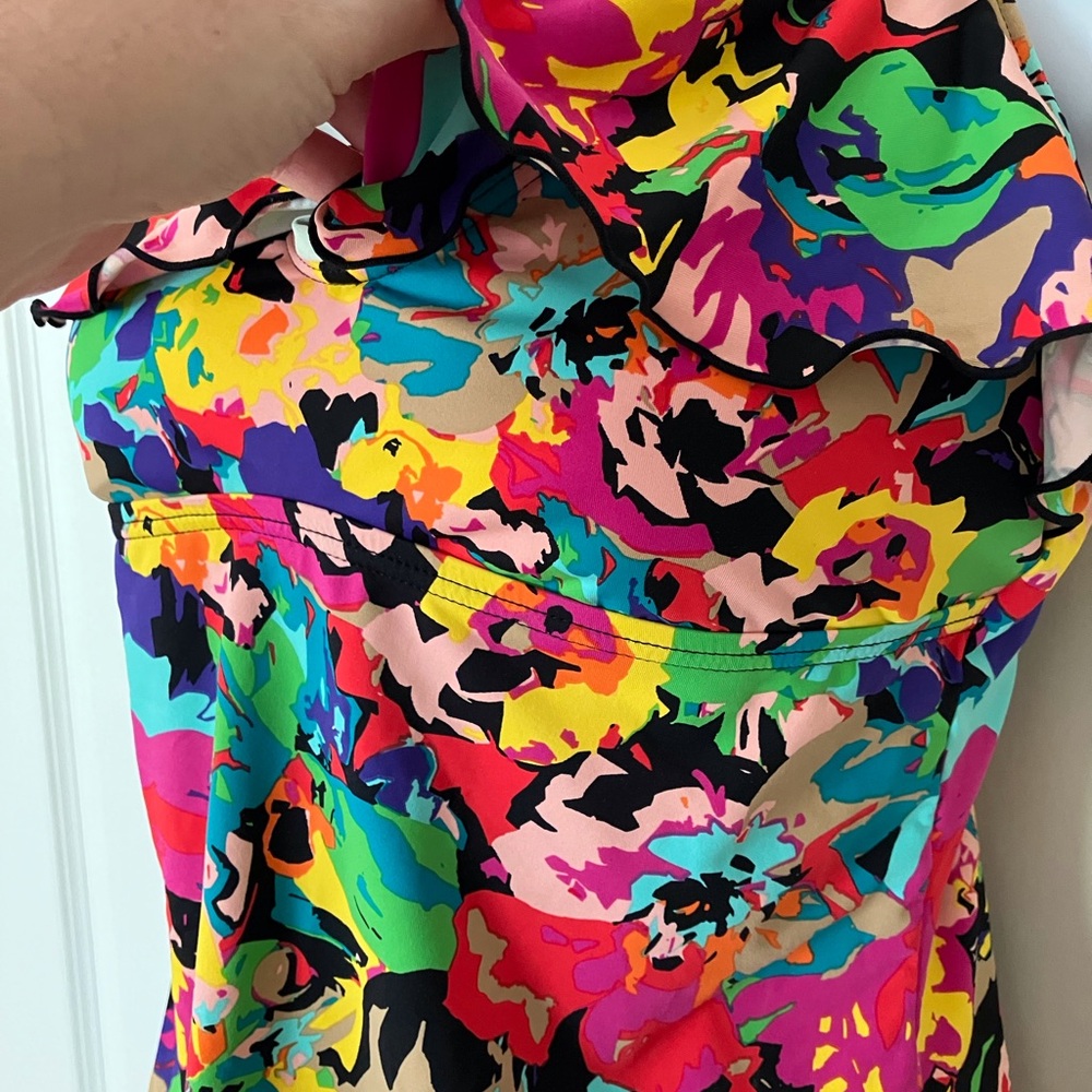 Kenneth Cole Reaction 2 Piece Tankini Swimsuit Floral Print Multi Colored Size M - Picture 9 of 16